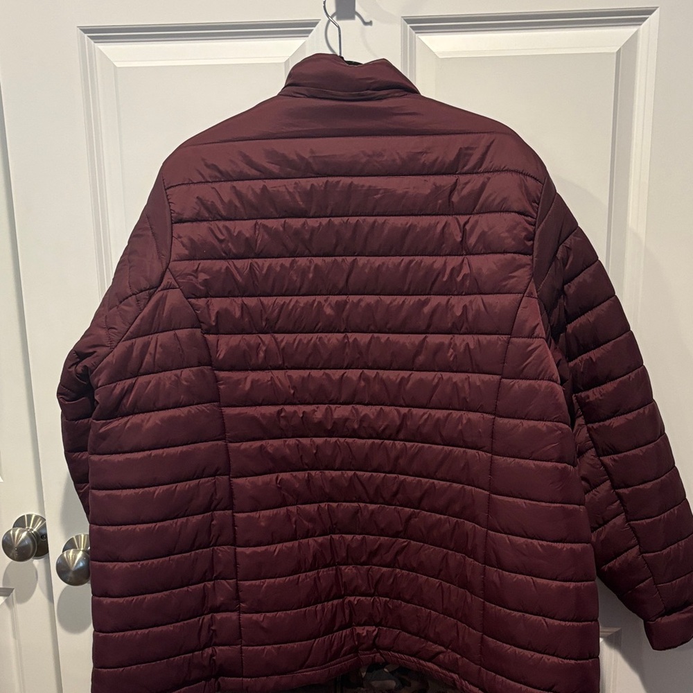 Plus Size Reversable Avenue Maroon Puffer Jacket - Picture 7 of 9